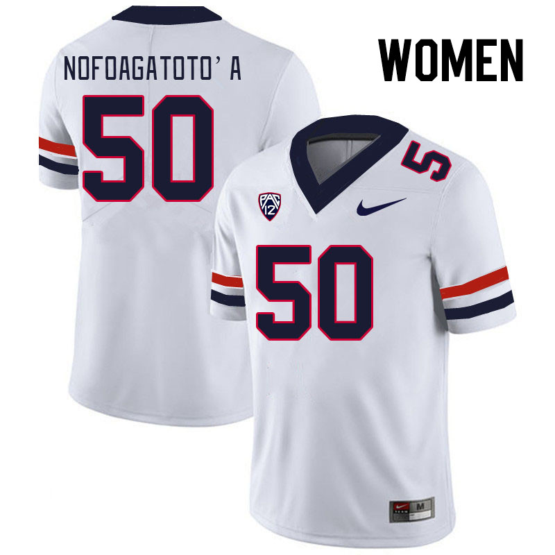 Women #50 Sio Nofoagatoto'a Arizona Wildcats College Football Jerseys Stitched Sale-White - Click Image to Close